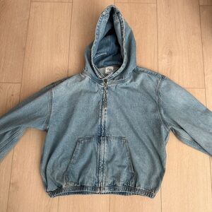 Zara Denim zip up jacket blue mens medium